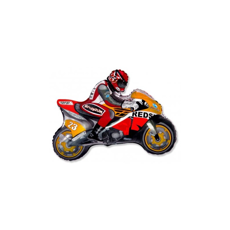 BALLON METALLIQUE MOTO GP ROUGE 84 X 66 CM 