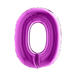 BALLON METALLIQUE CHIFFRE 0 VIOLET 100 CM