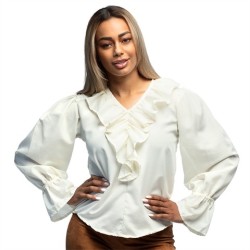 CHEMISE PIRATE OU MEDIEVALE A VOLANTS IVOIRE TAILLE 40-42