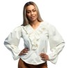 CHEMISE PIRATE OU MEDIEVALE A VOLANTS IVOIRE TAILLE 40-42