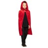 CAPE A CAPUCHE ENFANT ROUGE VELOURS 115CM