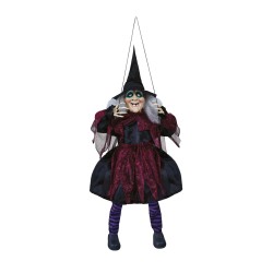 DECORATION HALLOWEEN SORCIERE ANIME AVEC LED 100 CM