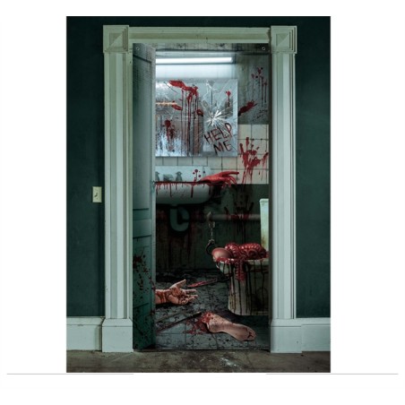 DECORATION HALLOWEEN WC SANGLANTE 80 X 180 CM