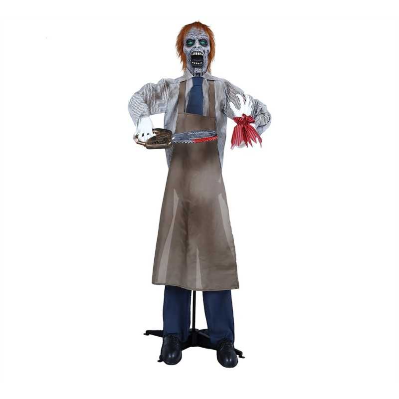 DECORATION ZOMBIE SUR PIED SON ET MOUVEMENT 170 CM 