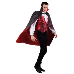 DEGUISEMENT CAPE VAMPIRE REVERSIBLE ROUGE ET NOIRE 120CM