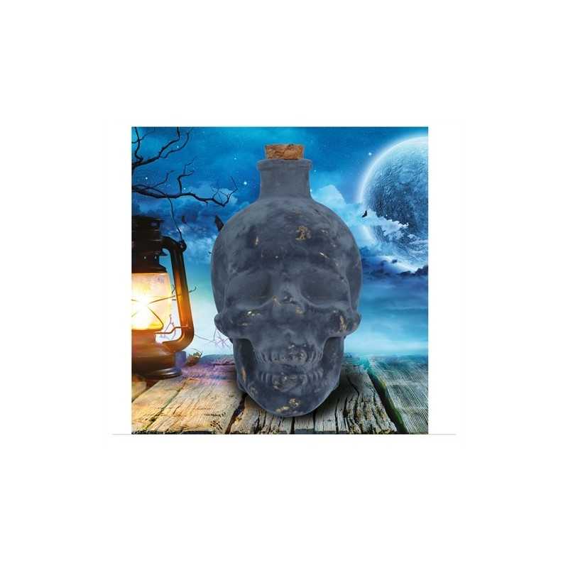 BOUTEILLE EN VERRE TETE DE MORT 13 CM