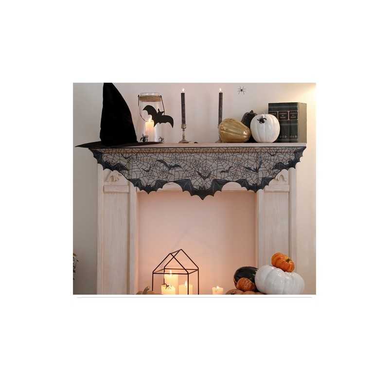 DECORATION EN DENTELLE NOIR FIRE PLACE OU HAUT DE CHEMINEE 200 X 50 CM