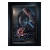 DECORATION DE FENETRE HALLOWEEN TUEUR ASSASIN AVEC MACHETTE EN SANG 80 X 120 CM