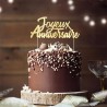 TOP GATEAU CAKE TOPPER JOYEUX ANNIVERSAIRE OR 17 X 14 CM 