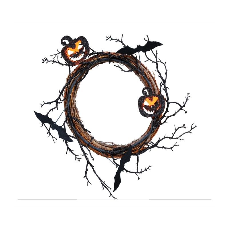 DECORATION COURONNE HALLOWEEN CITROUILLE 30 CM 