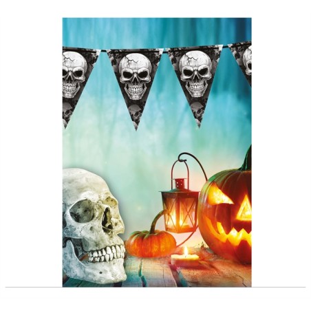 GUIRLANDE FANION HALLOWEEN TETE DE MORT  300 CM 