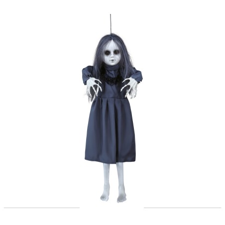 DECORATION HALLOWEEN SUSPENDUE FILLE POSSEDEE GRISE 80 CM 