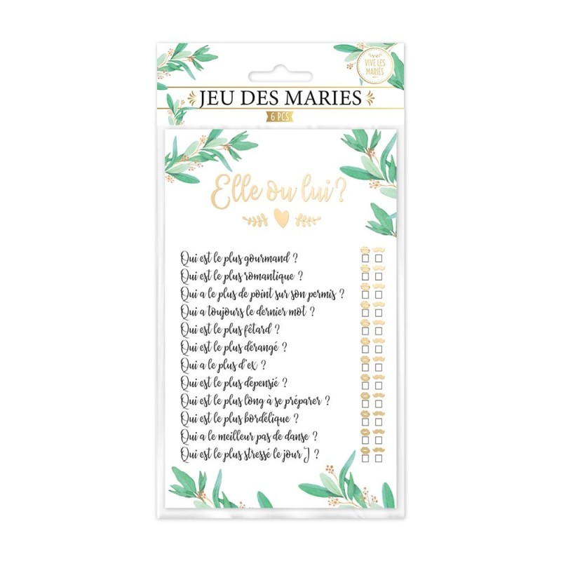 KIT JEU DES MARIES ELLE OU LUI MARIAGE
