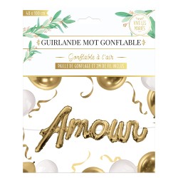 BALLON METALLIQUE MOT GONFLABLE AMOUR OR 40 X 100 CM 