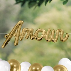 BALLON METALLIQUE MOT GONFLABLE AMOUR OR 40 X 100 CM 