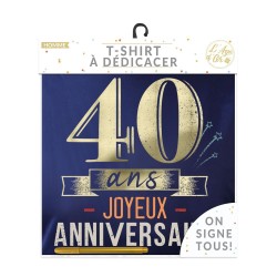 T SHIRT A DEDICACER 40 ANS BLEU ET OR