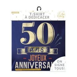 T SHIRT A DEDICACER 50 ANS BLEU ET OR