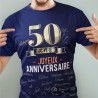 T SHIRT A DEDICACER 50 ANS BLEU ET OR