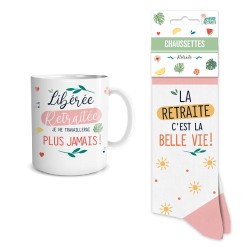 COFFRET CADEAU RETRAITE MUG + CHAUSETTES FEMME