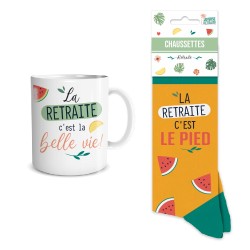 COFFRET CADEAU RETRAITE MUG + CHAUSETTES HOMME