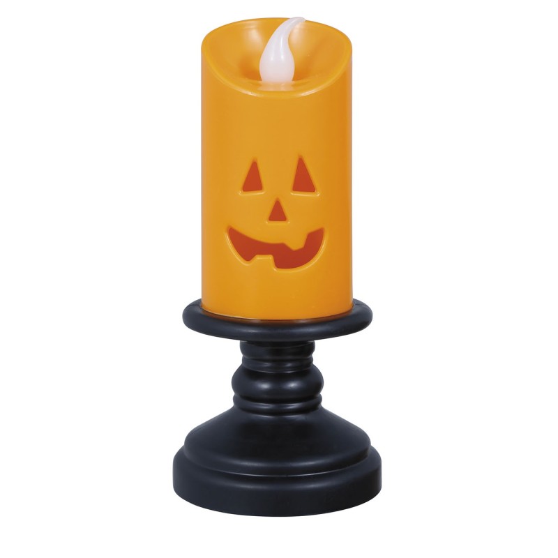 BOUGIES ORANGE AVEC LED HALLOWEEN 12.5 CM 