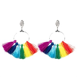 BOUCLES D'OREILLES POMPOM ARC-EN-CIEL