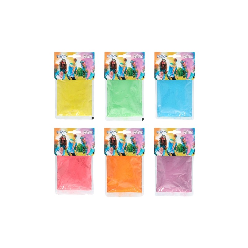 1 SACHET DE POUDRE HOLI FLUO COULEURS ASSORTIES SACHET 70 G