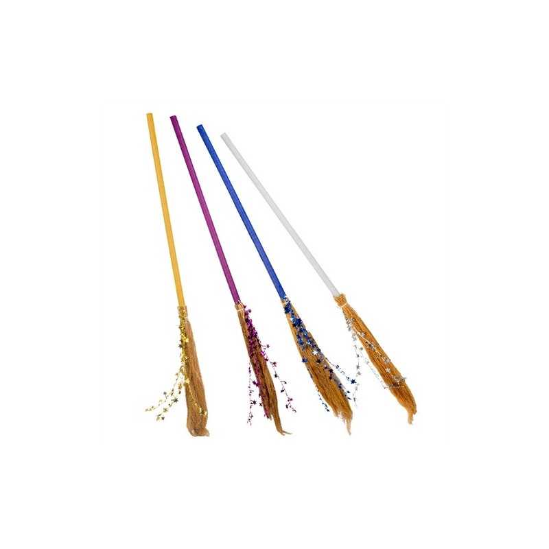 BALAI DE SORCIERE 4 COULEURS DIFFERENTES 110CM