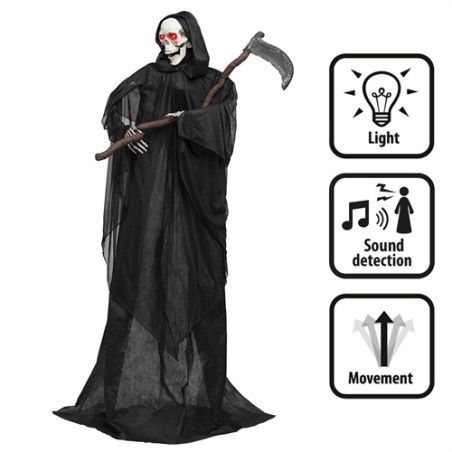 DECORATION HALLOWEEN AUTOMATE FAUCHEUSE AVEC FAUX - MOUVEMENTS ET SONORE