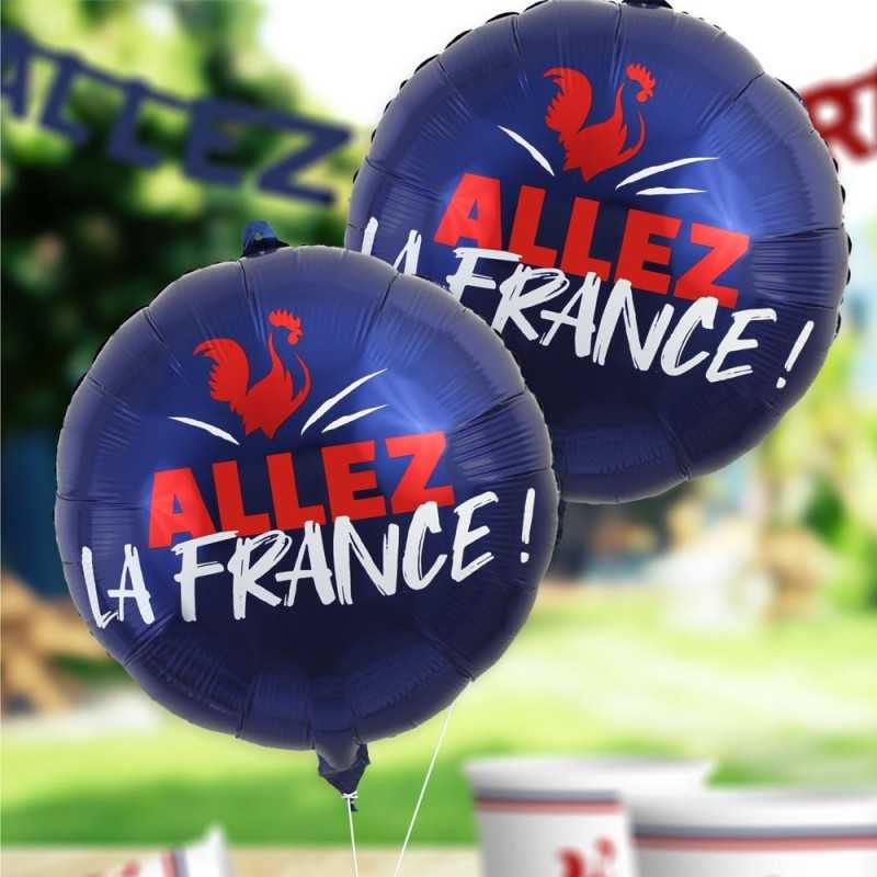 BALLON METALLIQUE ROND "ALLEZ LA FRANCE" 35 CM 