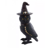 DECORATION HIBOU NOIR AVEC CHAPEAU ET CAPE 16.5 CM X 11.5 CM X 31 CM 