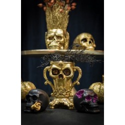 DECORATION COUPE RESINE TETE DE MORT OR 22 CM X 14 CM X 25.5 CM 