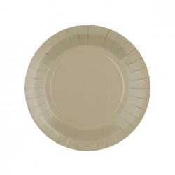 10 ASSIETTES CARTON RONDE TAUPE  18 CM 