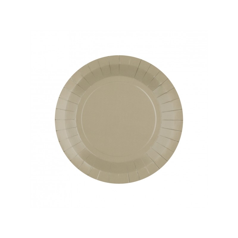 10 ASSIETTES CARTON RONDE TAUPE  18 CM 