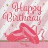 16 SERVIETTES ROSE ET OR HAPPY BIRTHDAY 33 X 33 CM 