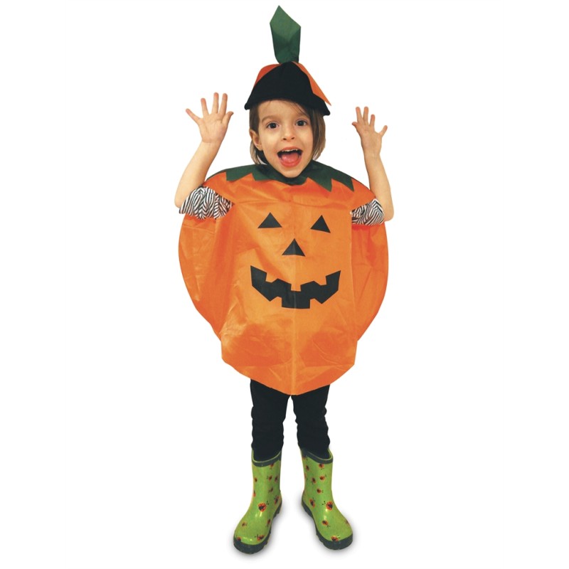 CAPE OU PONCHO PETITE CITROUILLE  HALLOWEEN ENFANT 3-4 ANS