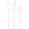 24 COUVERTS PLASTIQUE BLANC 8 FOURCHETTES 8 COUTEAUX 8 CUILLERES