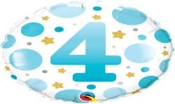 BALLON METALLIQUE ROND 4 BLEU ET BLANC 46 CM