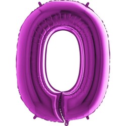 BALLON METALLIQUE CHIFFRE 0 VIOLET 102 CM