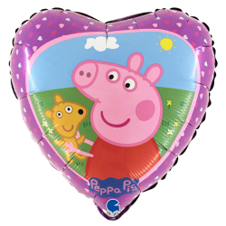 BALLON METALLIQUE COEUR PEPPA PIG 43 CM