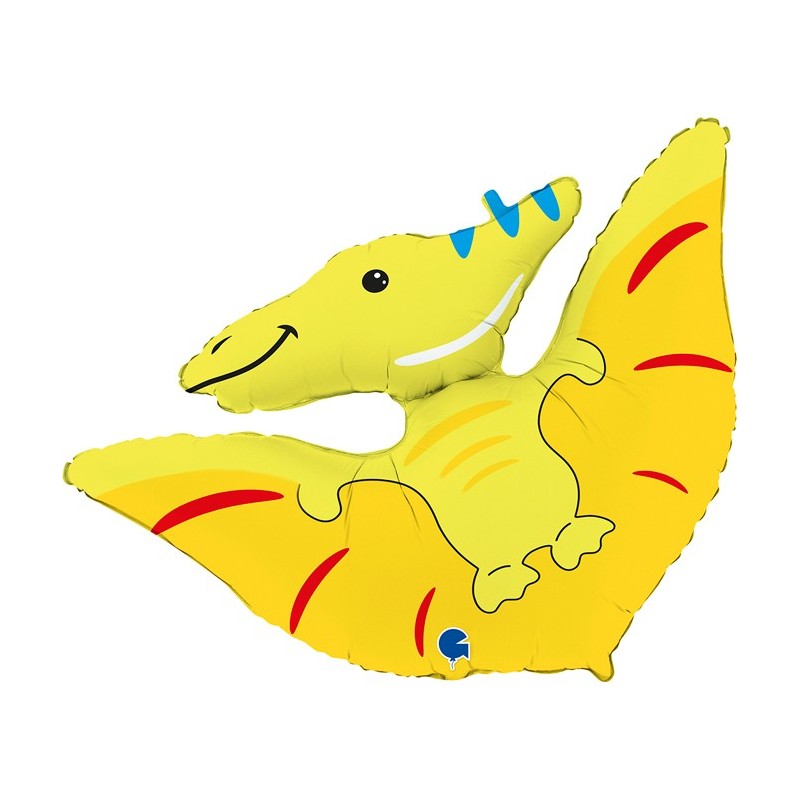 BALLON METALLIQUE DINOSAURE JAUNE PTERODACTYL 86 CM  BALLON METALLIQUE DINOSAURE JAUNE PTERODACTYL 86 CM