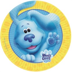 8 ASSIETTES COMPOSTABLES CHIEN BLEU BLUE'S CLUES & YOU 23 CM 