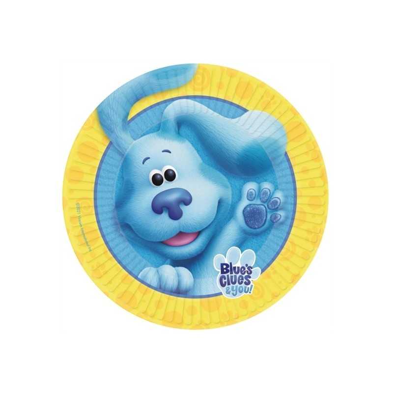 8 ASSIETTES COMPOSTABLES CHIEN BLEU BLUE'S CLUES & YOU 23 CM