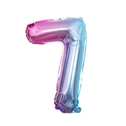 BALLON METALLIQUE CHIFFRE 7 ARC EN CIEL PASTEL 40 CM