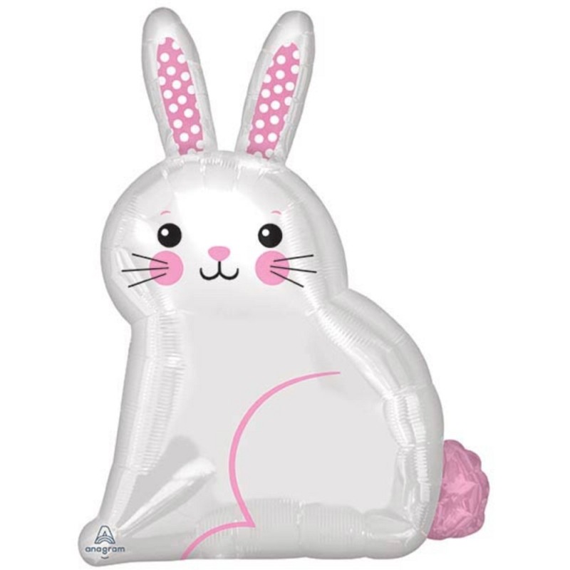 BALLON METALLIQUE LAPIN BLANC 40 X 55 CM 