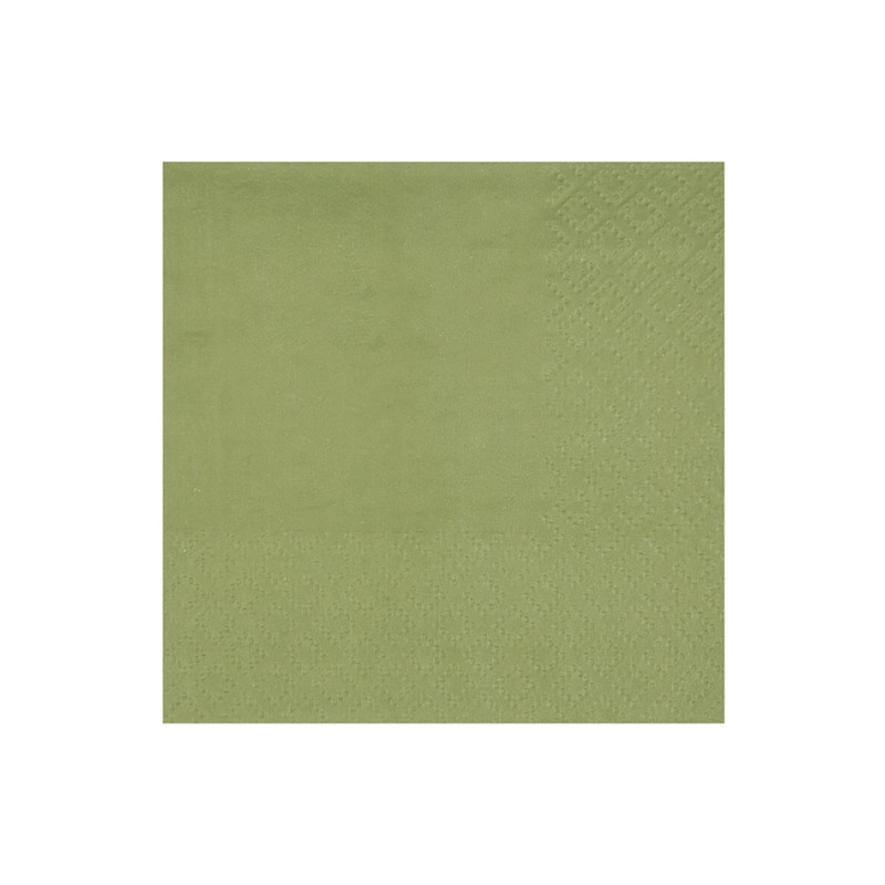 25 SERVIETTES PAPIER CRYSTAL VERT EUCALYPTUS SAUGE OU OLIVE 33 X 33 CM