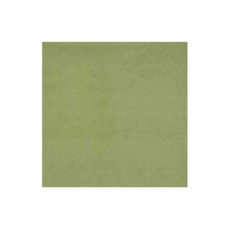 25 SERVIETTES PAPIER CRYSTAL VERT SAUGE OU OLIVE 33 X 33 CM