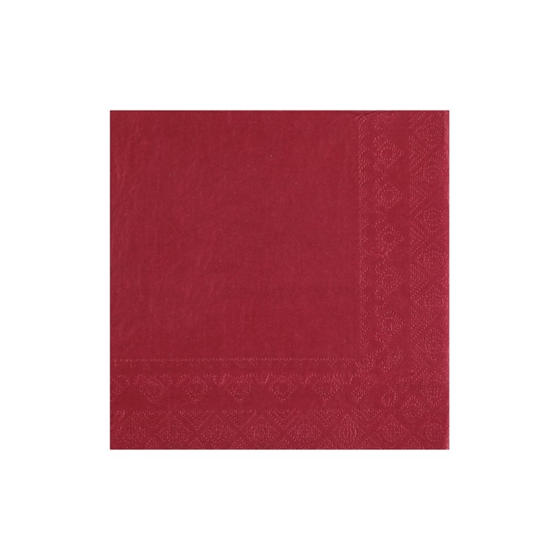 25 SERVIETTES PAPIER CRYSTAL BORDEAUX 33 X 33 CM