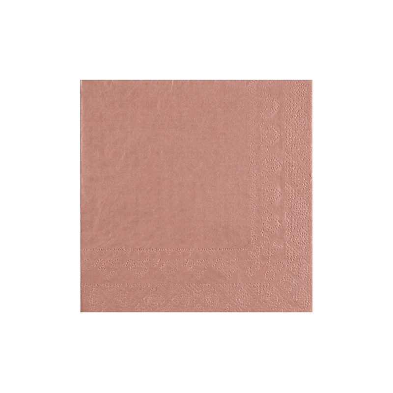 25 SERVIETTES PAPIER CRYSTAL VIEUX ROSE OU ROSE GOLD 33 X 33 CM