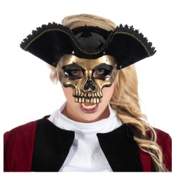 MASQUE TETE DE MORT PIRATE CHAPEAU + BRANCHE DE LUNETTES